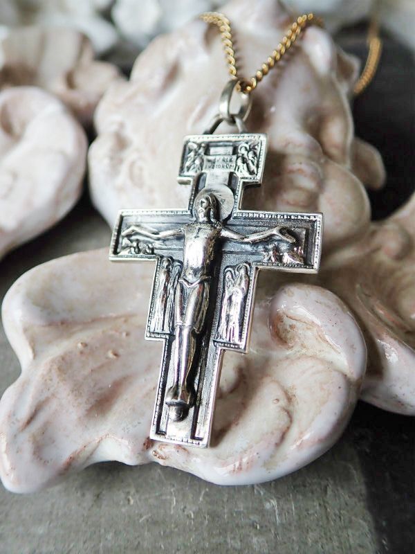 サン・ダミアーノ十字架】【シルバー925製クロス型メダイ】イタリア