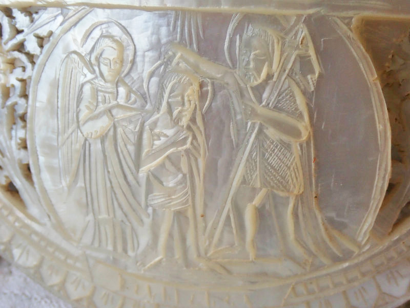 マザーオブパール/白蝶貝彫刻レリーフ】【キリストの降誕】【イエスの