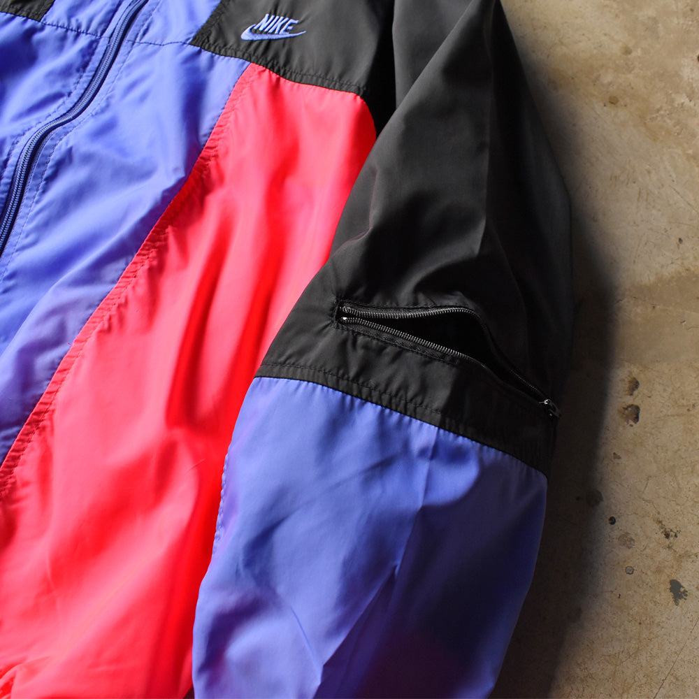 80's NIKE シルバータグ ロゴ刺繍 ナイロン トラックジャケット