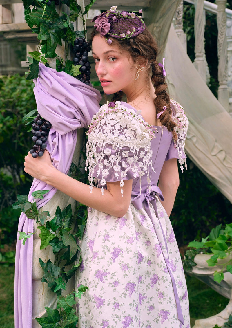 紫色のジャカード蔓」ビスチェドレス