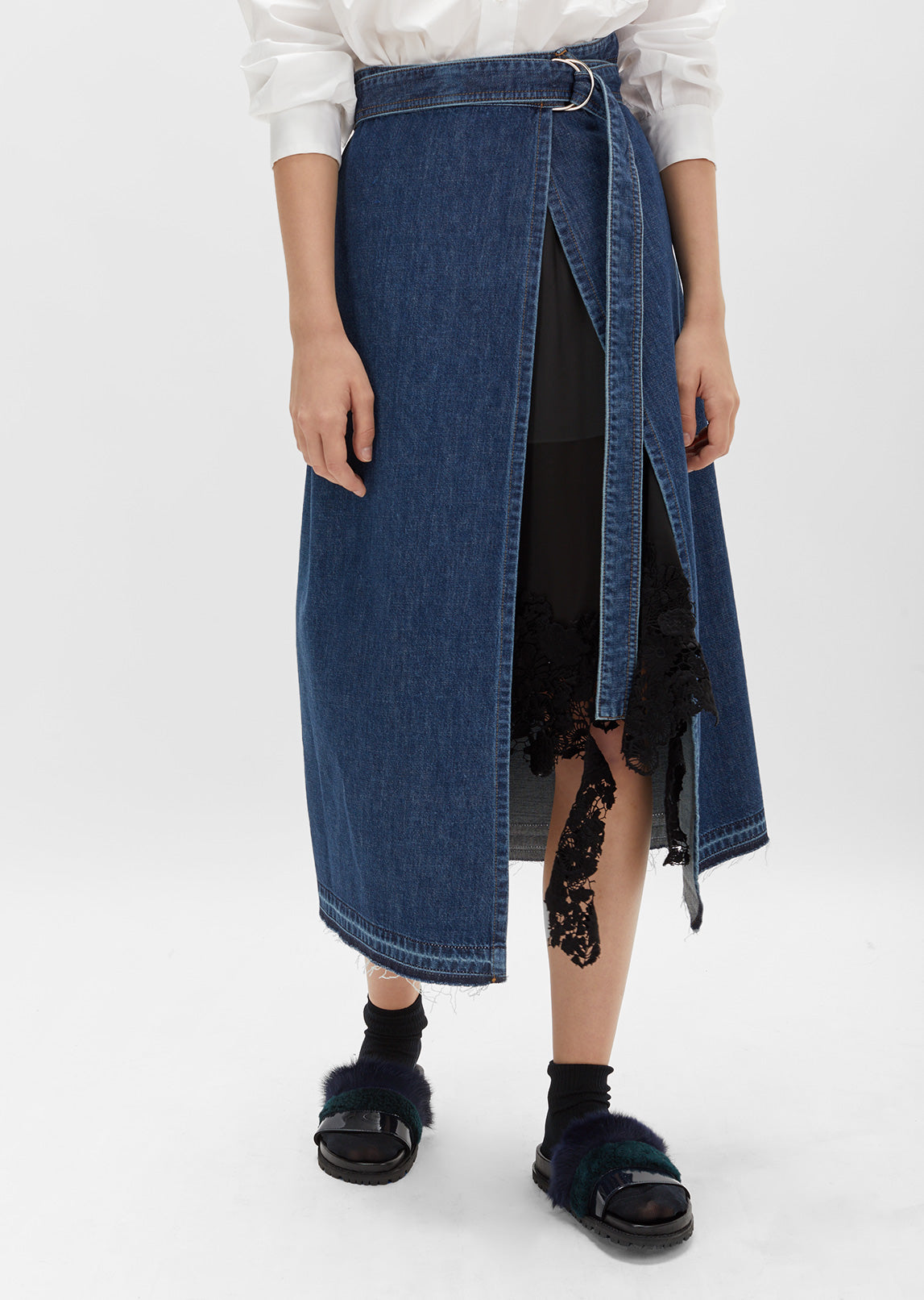 Denim Wrap Skirt by Sacai- La Garçonne