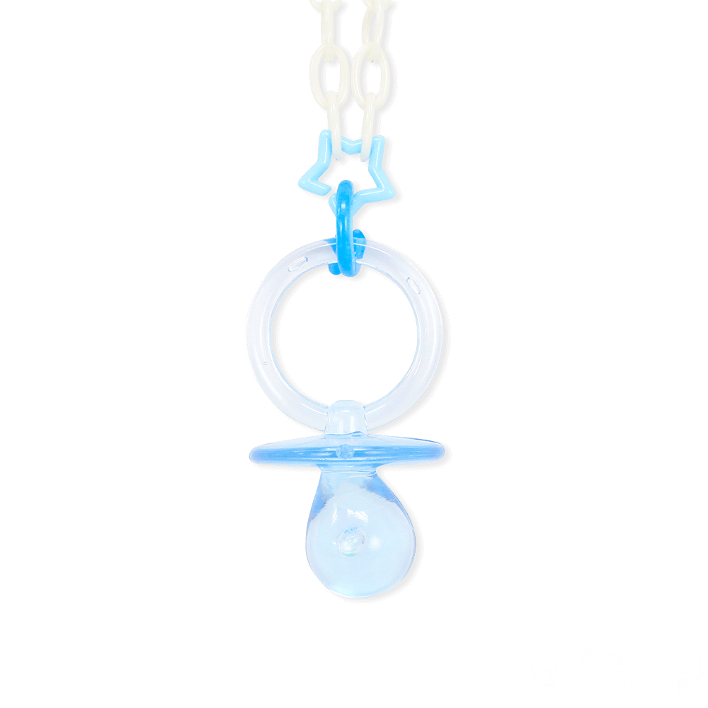 おしゃぶりネックレス ブルー(ホワイト) - ゆめかわいいハンドメイド