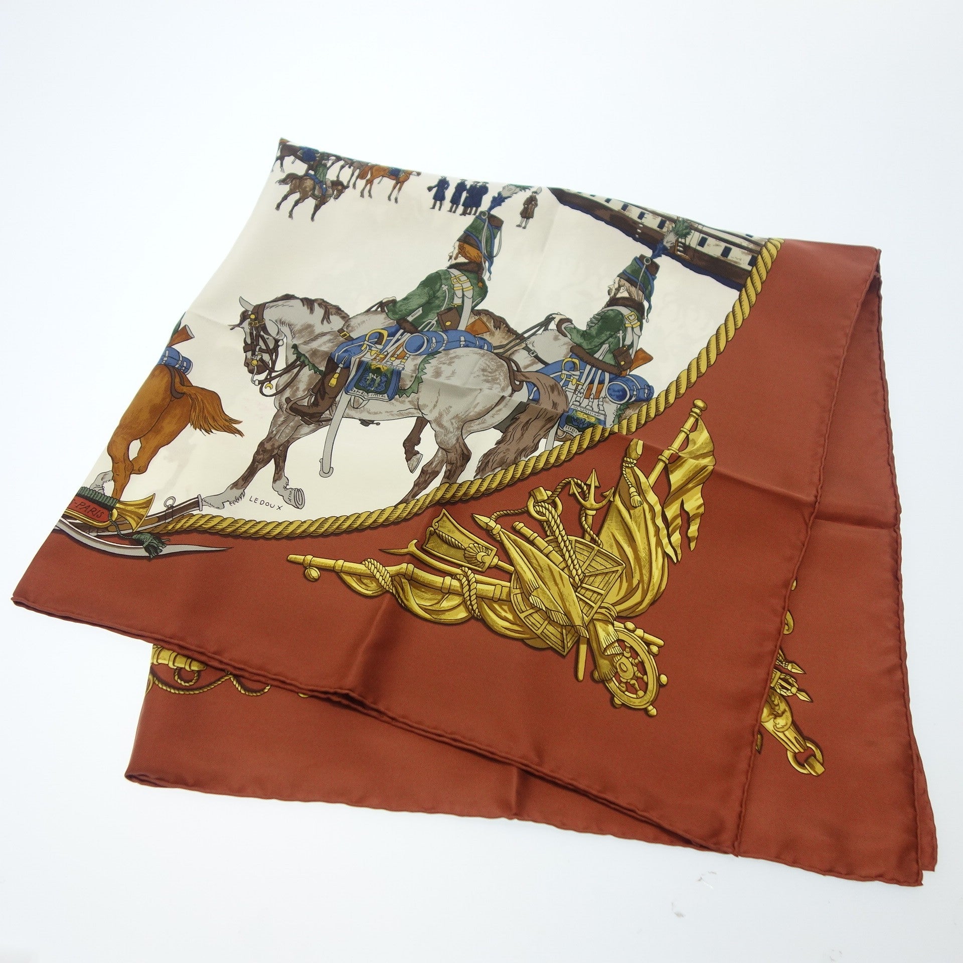 HERMES】エルメス カレ90 MARINE ET CAVALERIE 海と騎兵隊 スカーフ