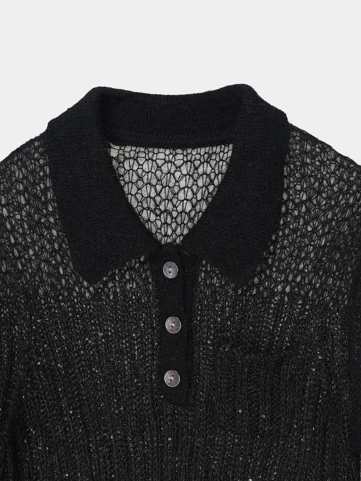 Sequin Sheer Polo Knit – L'AUBE BLANC