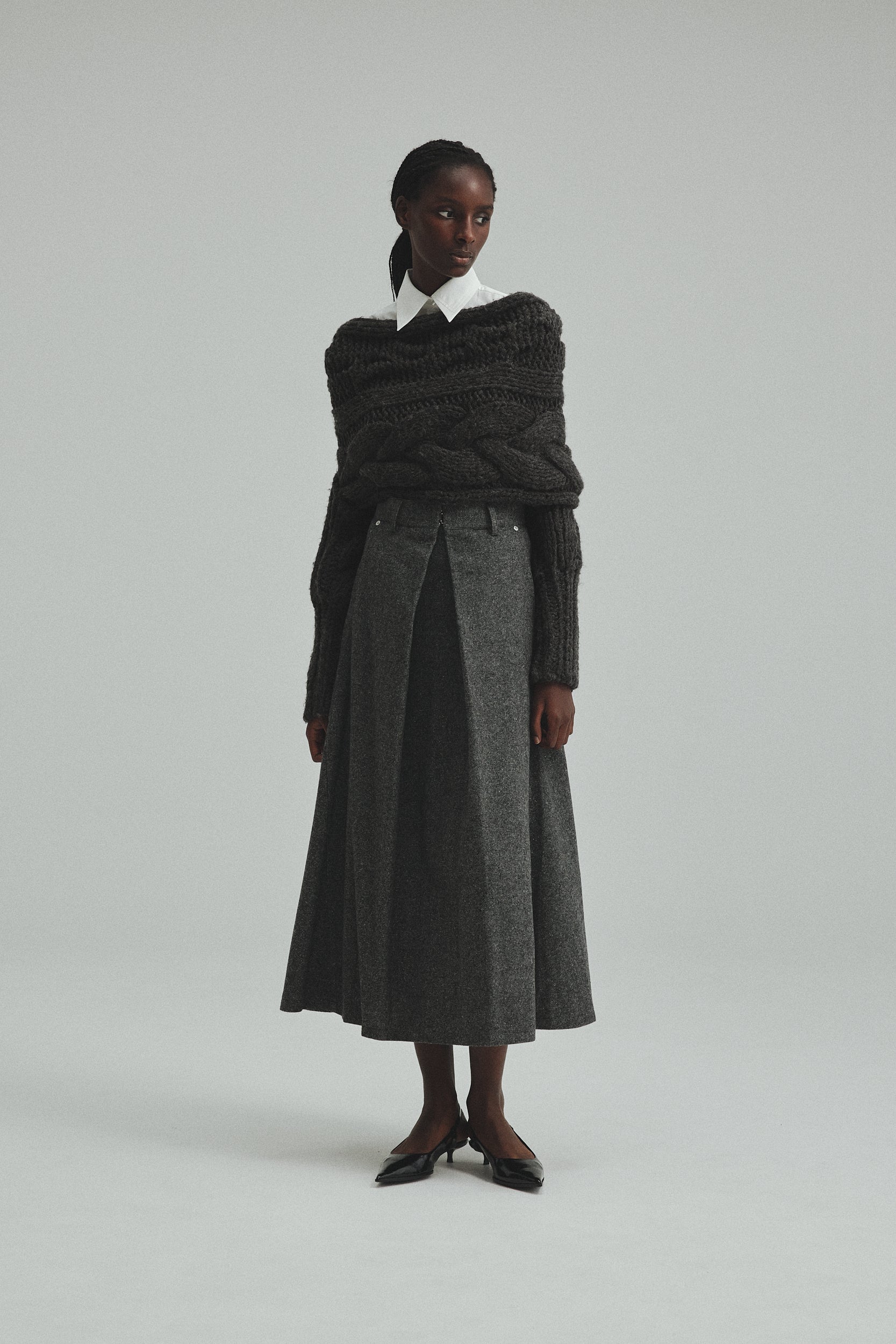 Front tuck Tweed skirt – L'AUBE BLANC