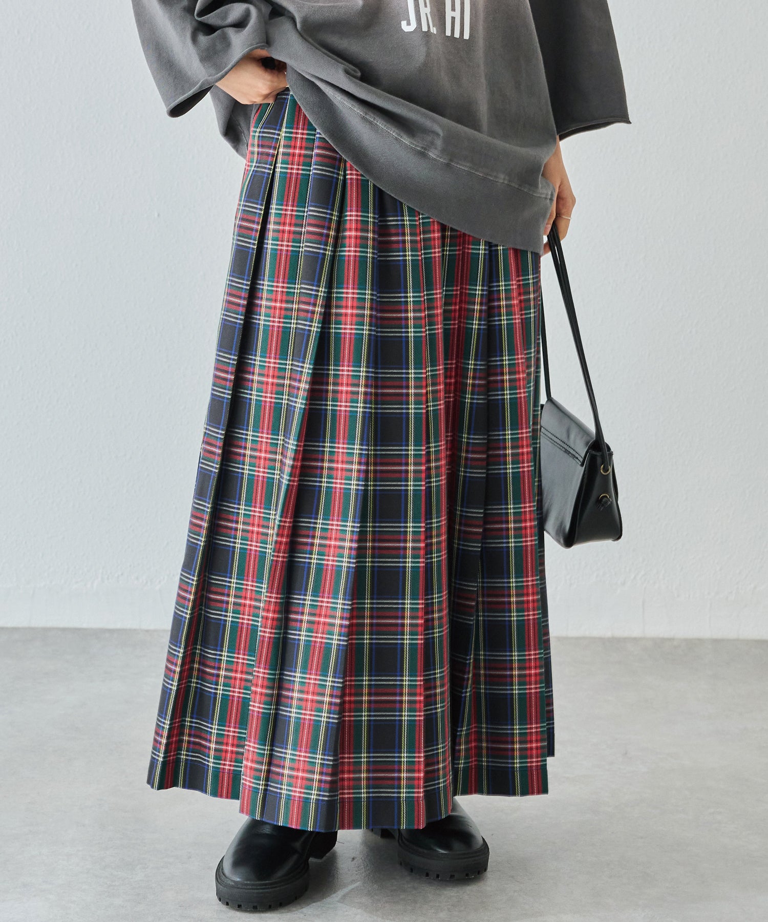 タータンチェックプリーツスカート | ラビアンジェ-⼤きいサイズの