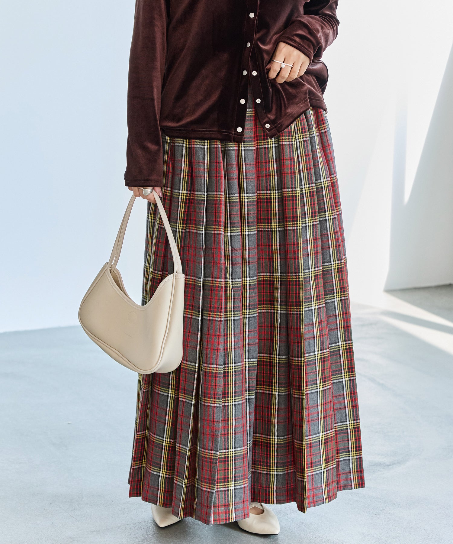タータンチェックプリーツスカート | ラビアンジェ-⼤きいサイズの