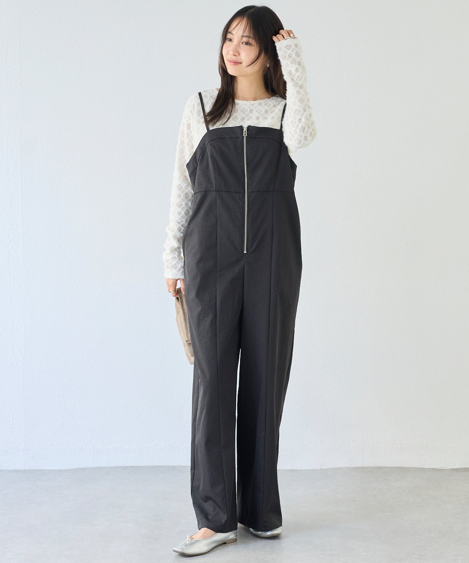 フロントファスナーサロペット | ラビアンジェ-⼤きいサイズのレディース服