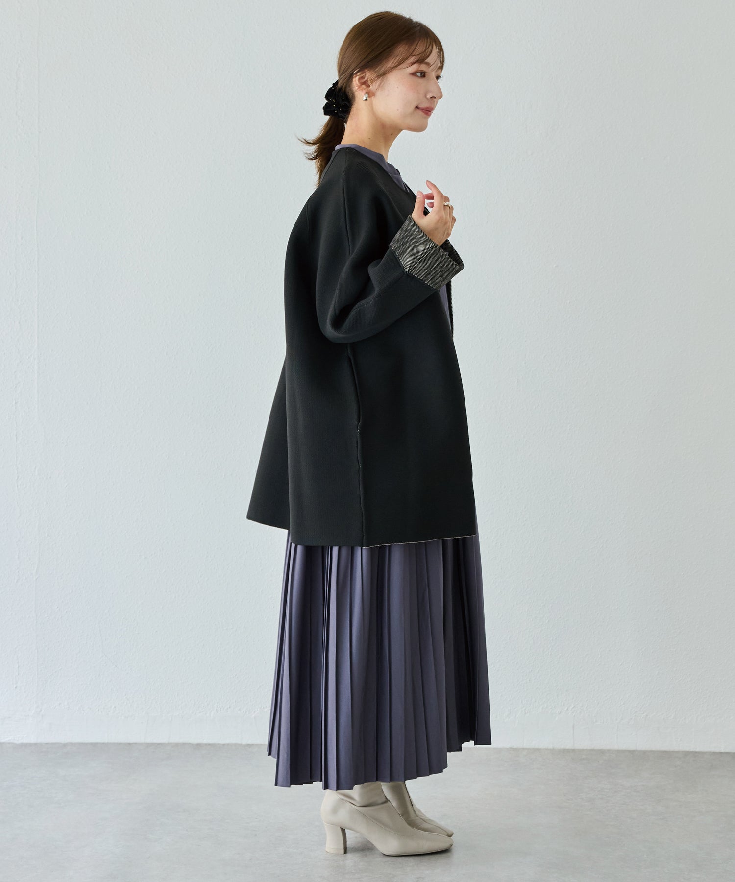 洗える】ダブルジップノーカラージャケット | ラビアンジェ-⼤きい