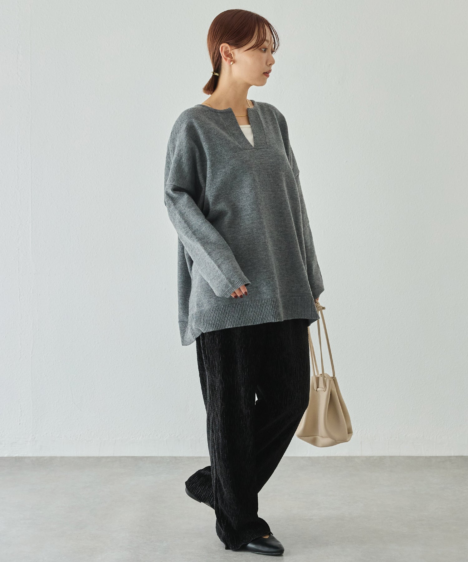 洗える】スキッパーニットプルオーバー | ラビアンジェ-⼤きいサイズの