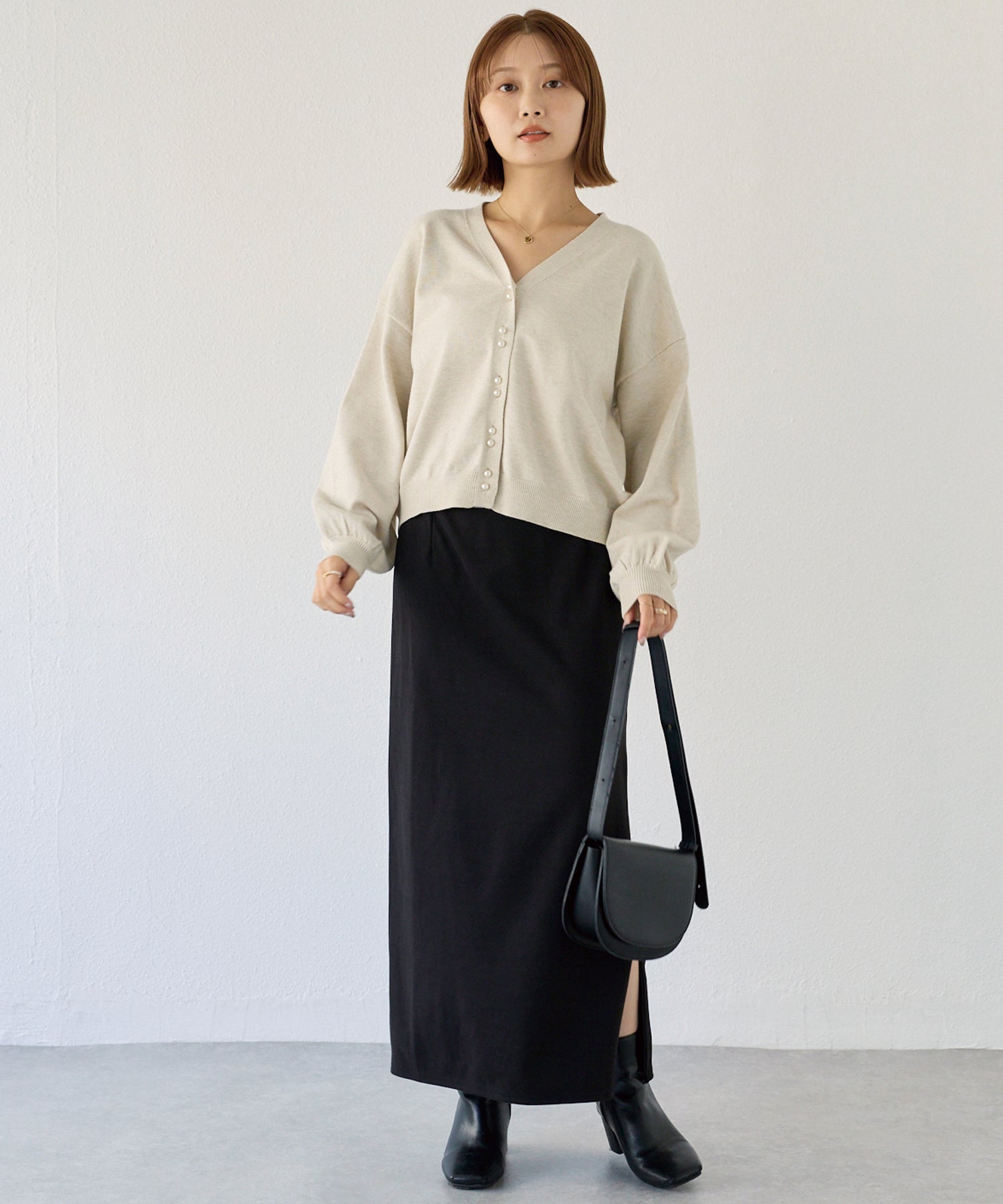 ウールライクカットナロースカート | ラビアンジェ-⼤きいサイズの
