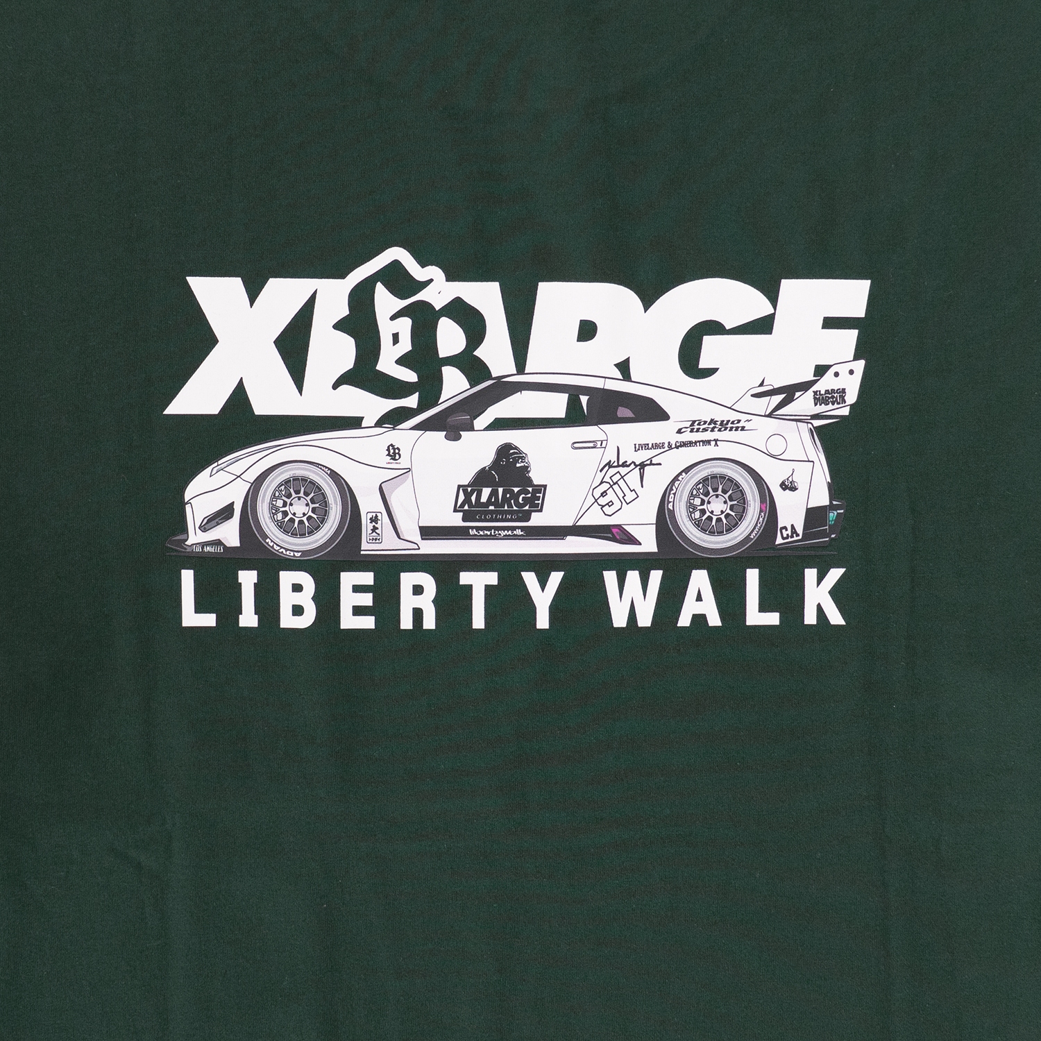 LIBERTY WALK×XLARGE MIX LOGO S/S TEE GREEN - LB-ONLINE STORE