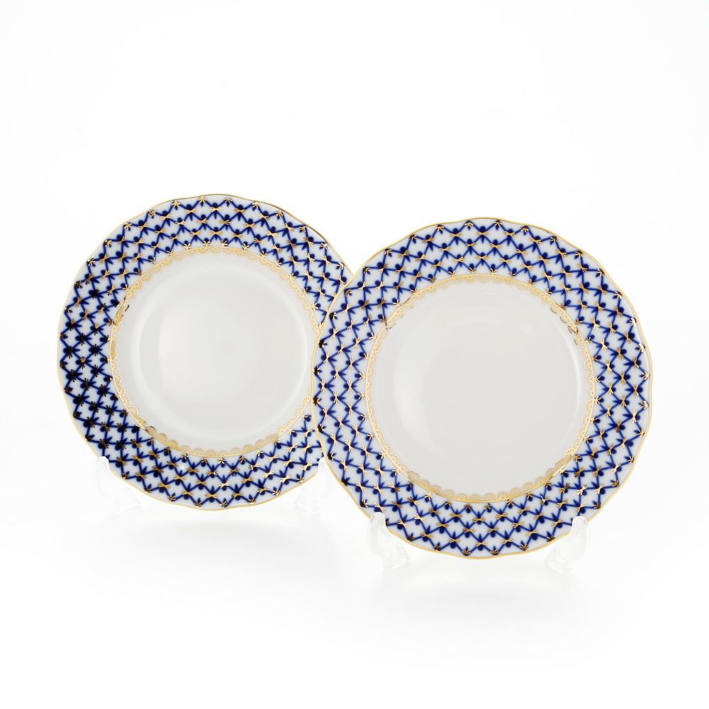 ロシア食器 インペリアル・ポーセリン コバルトネット ラウンド