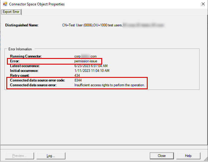 Synchronization Service Manager のアクセス許可の問題エラー 8344