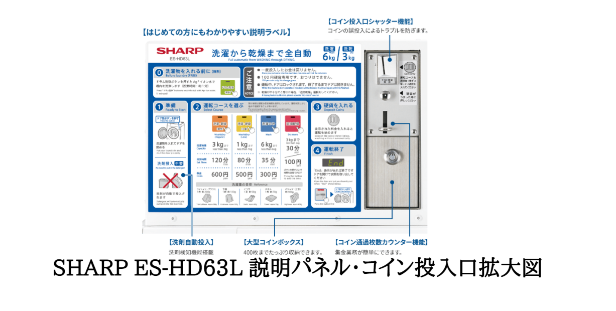 業務用 ドラム式 洗濯 乾燥機 SHARP：ES－HD63Lがおすすめ