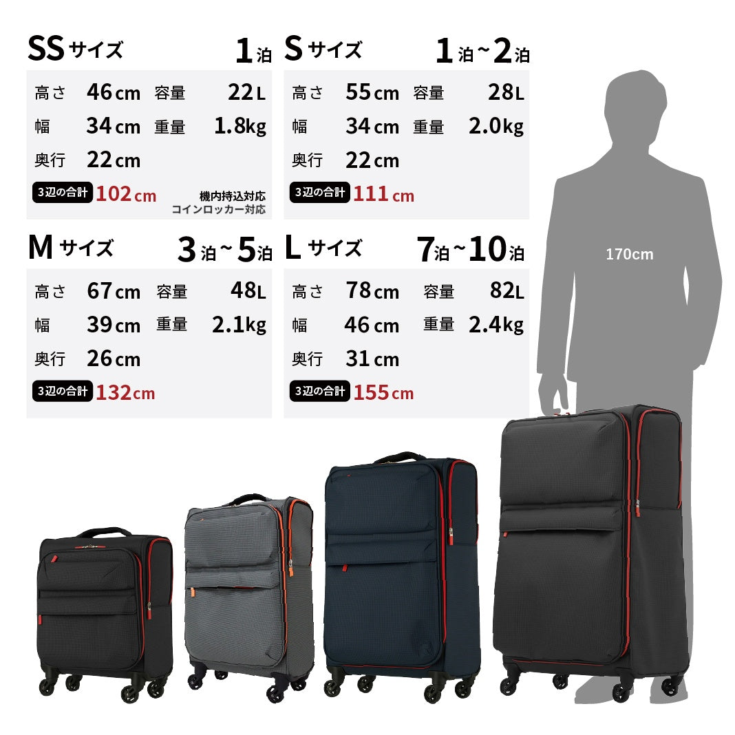 1泊～2泊向き 機内持ち込み可 スーツケース レジェンドウォーカー 4043