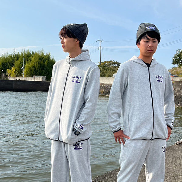 半額！】7.7oz LDカレッジロゴドライジップパーカー グレーxパープル