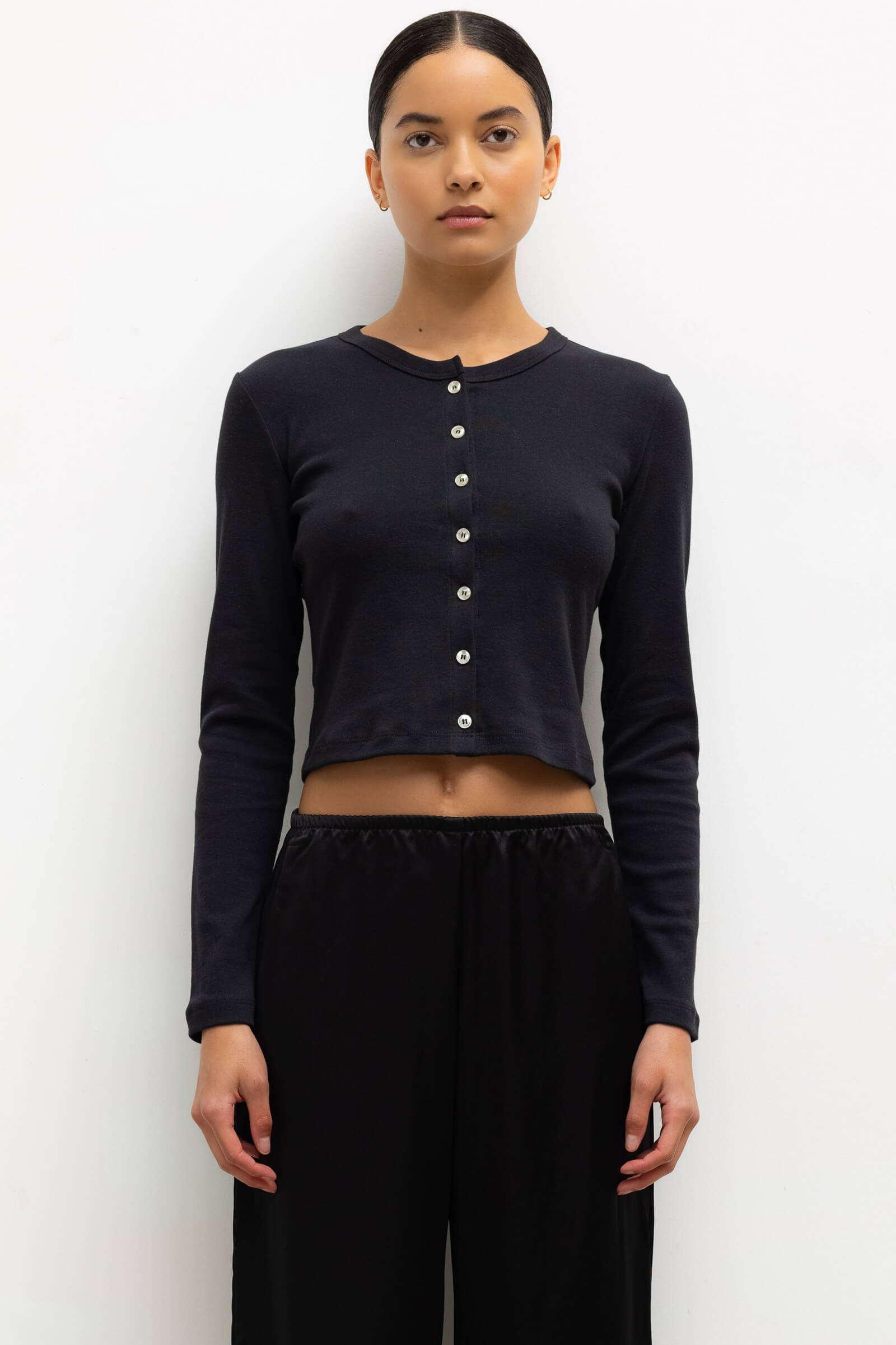 LESET Nando Cardigan in Black in Cotton