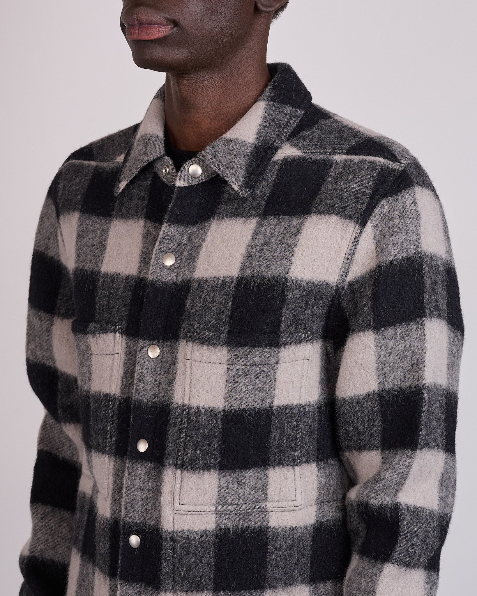 Rick Owens Outershirt Wool Jumbo Plaid Black Plaid – LESS 17