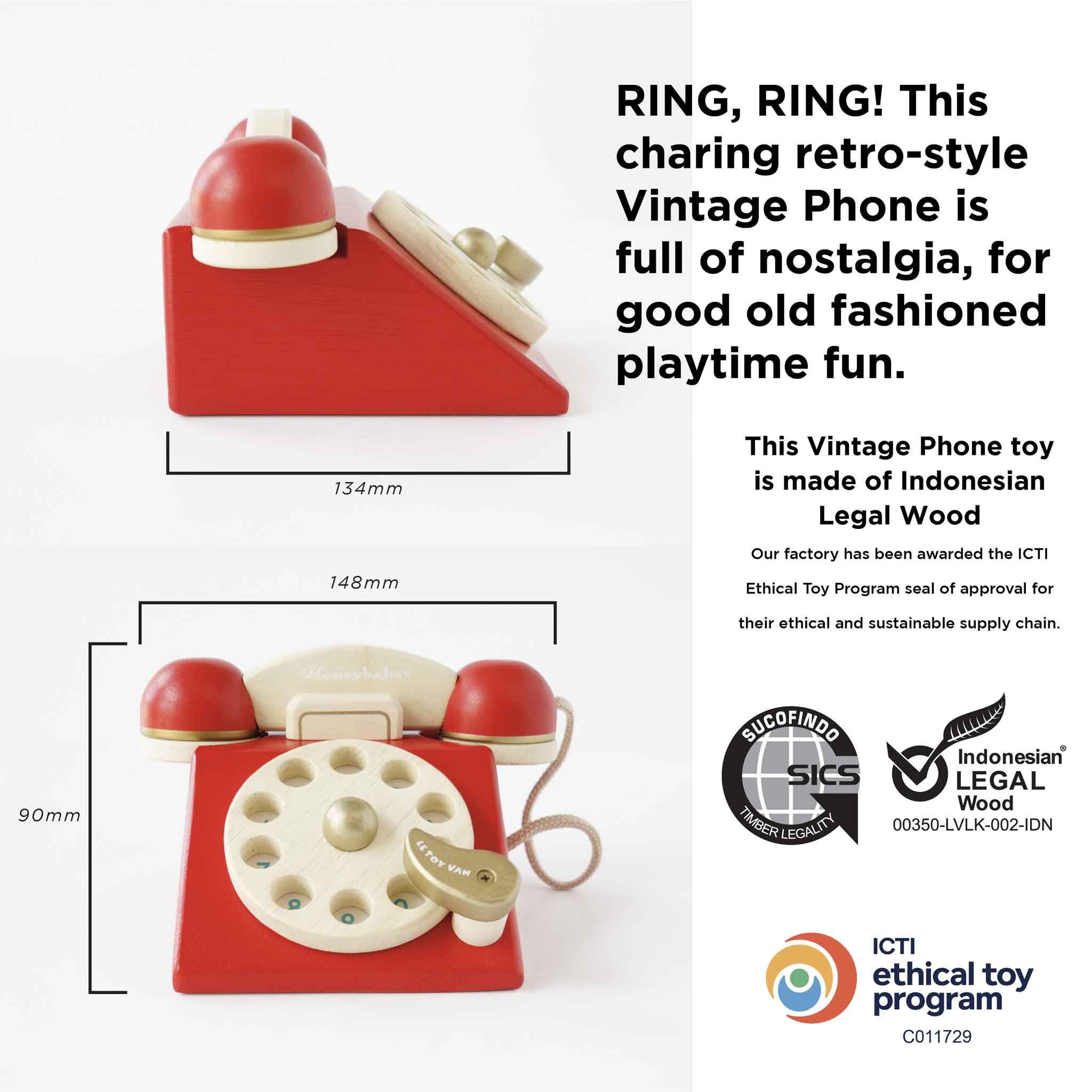 Vintage Phone | Wooden Pretend Play Toys | Le Toy Van Inc. – Le