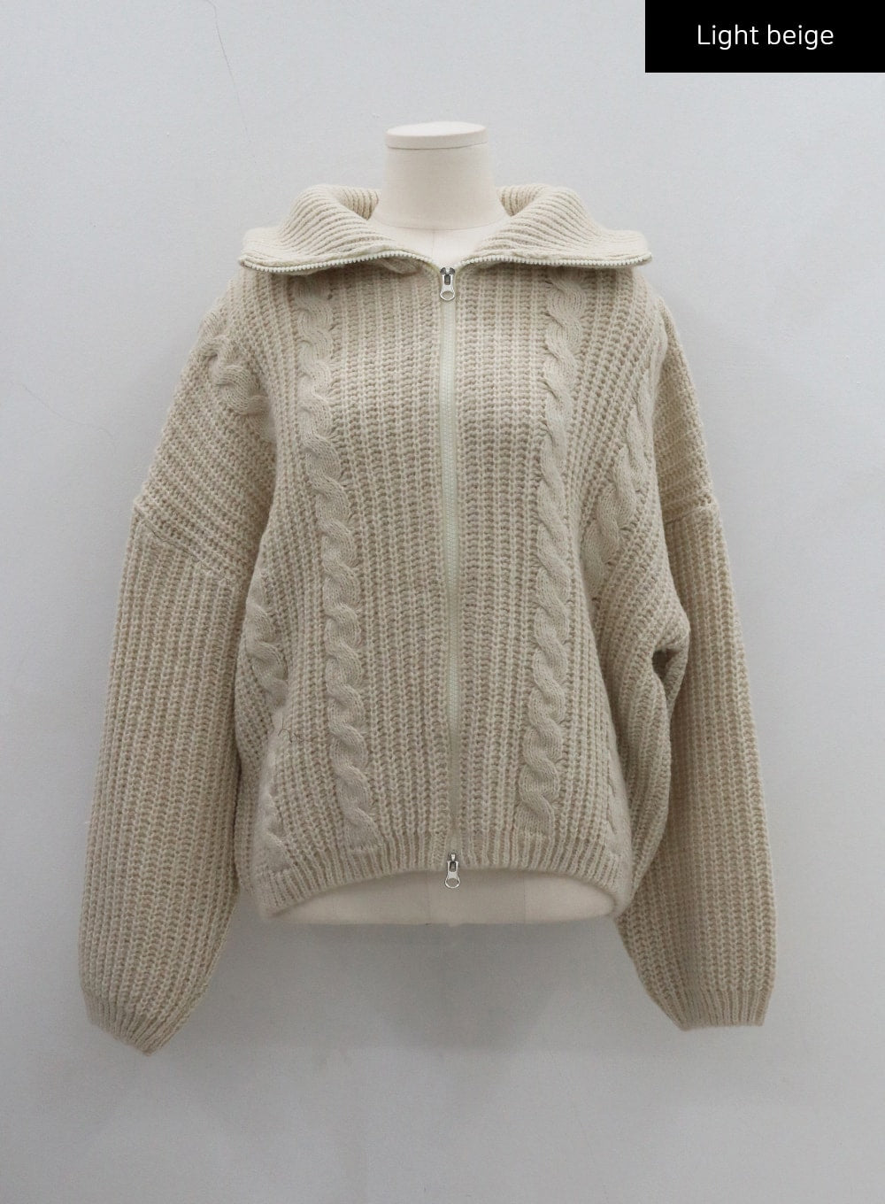 Twist Pattern Two Way Zipper Knit Cardigan CD20 - Korean Women's