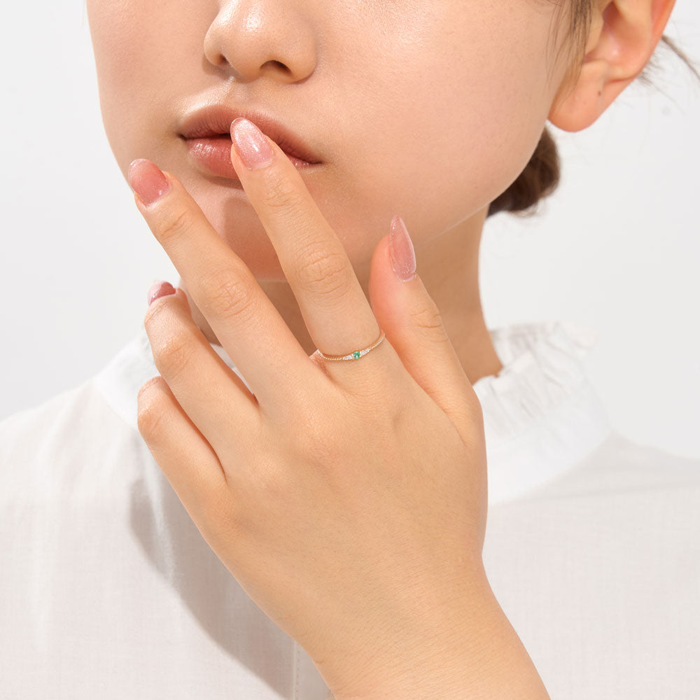 K10 誕生石 ミルデザインリング（4月：ブラックダイヤモンド）｜36