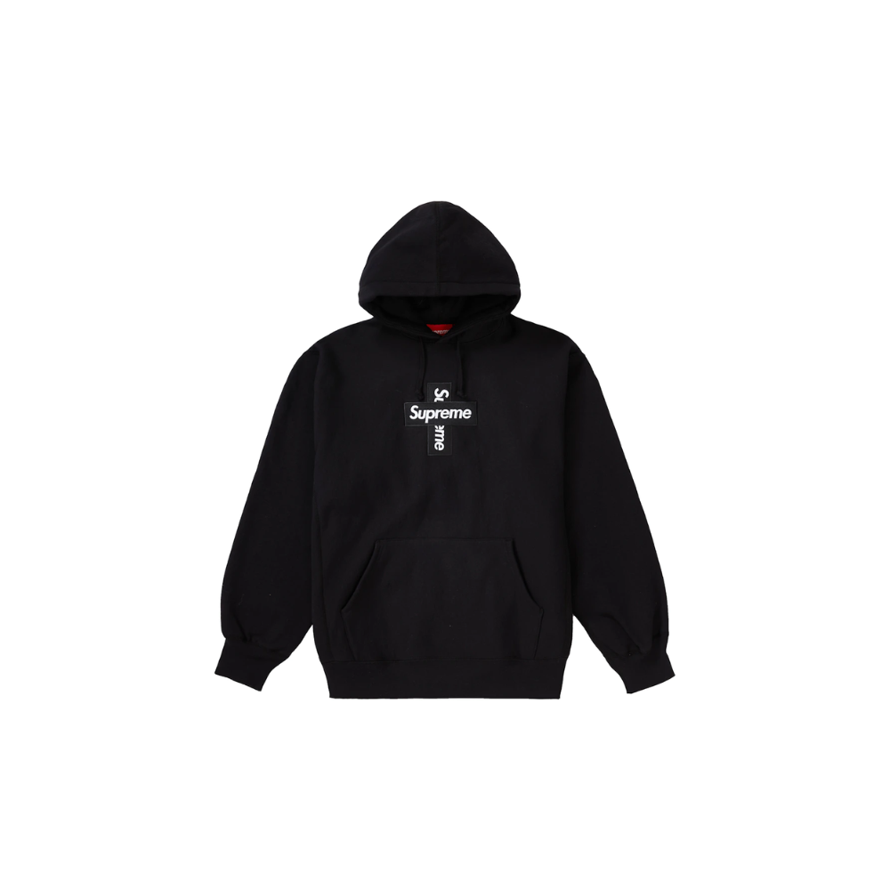 Supreme Cross Box Logo Hooded Sweatshirt Black | Limited Resell