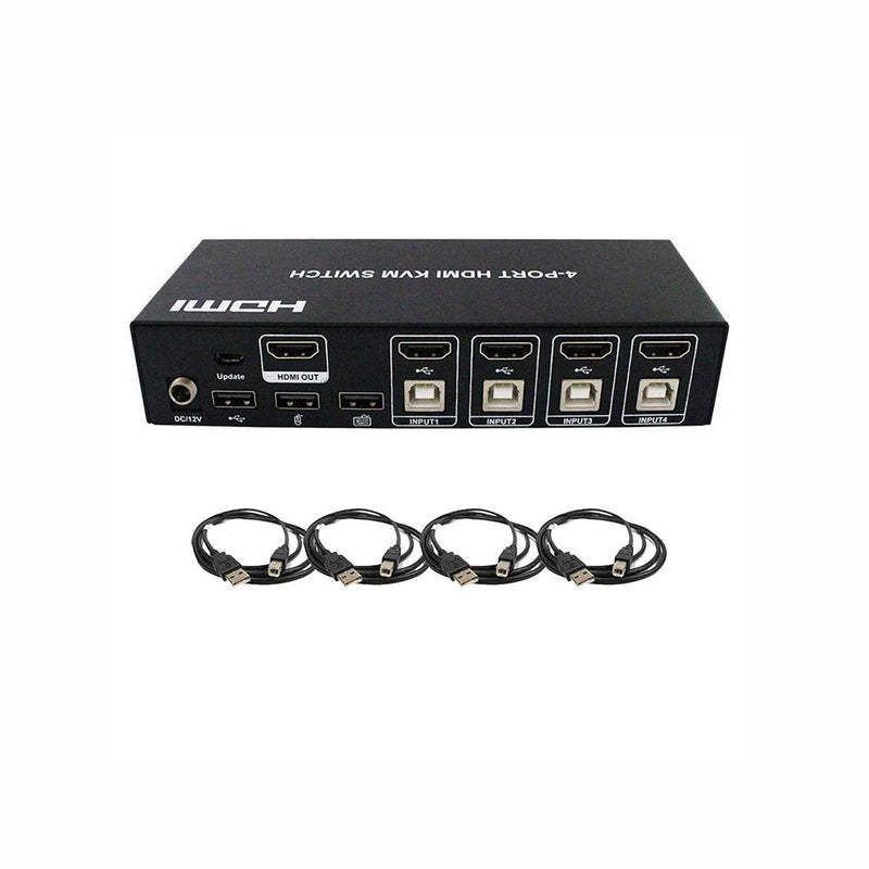 4 Port HDMI KVM Switch Support Max 4K@30Hz Input Using one Set of