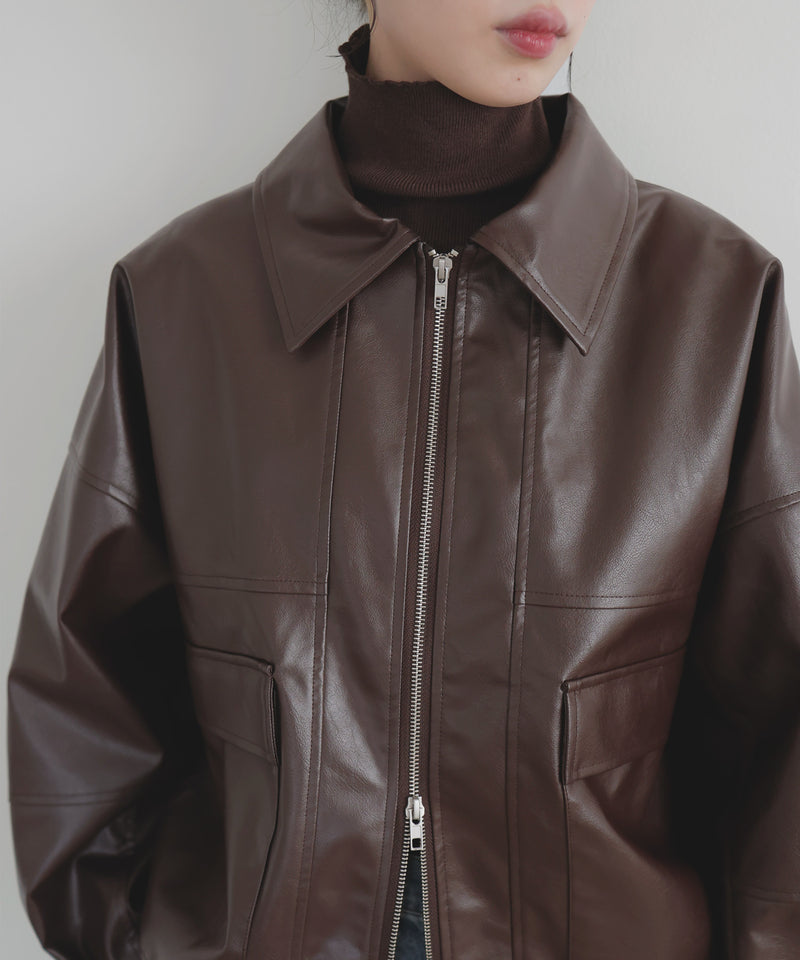 フェイクレザーミドルブルゾン – LIAN