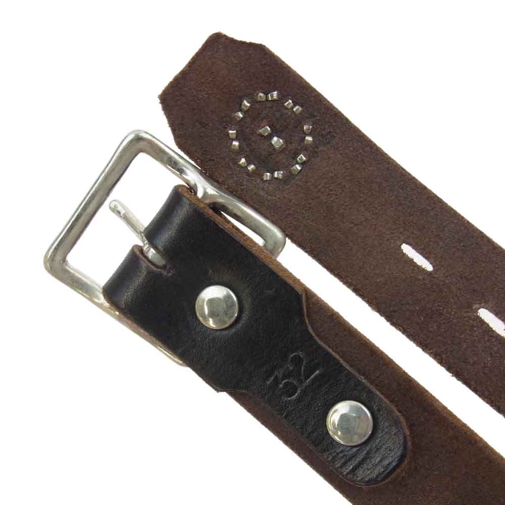 HTC エイチティーシー フラワースタッズ レザー ベルト ダークブラウン