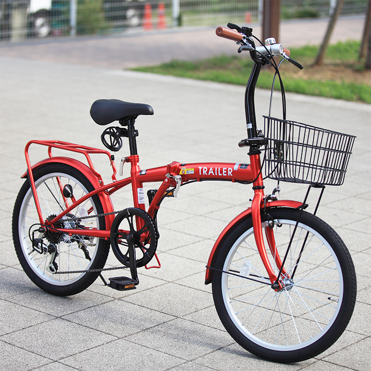 20インチ折りたたみ自転車 6段変速 カゴ/カギ/ライト付 BGC-F20