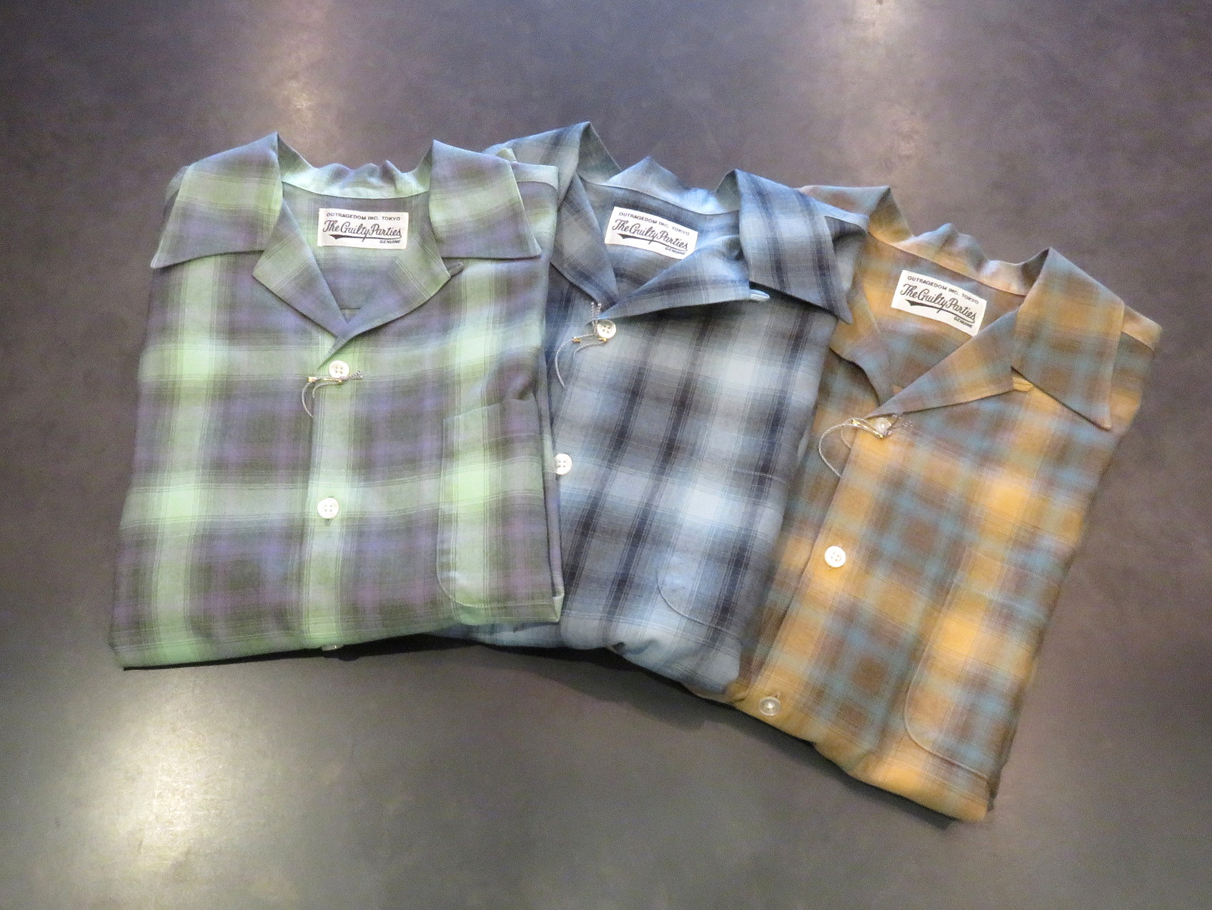 WACKOMARIA(ワコマリア)24FW-WMS-OC02 OMBRE CHECK OPEN COLLAR SHIRT