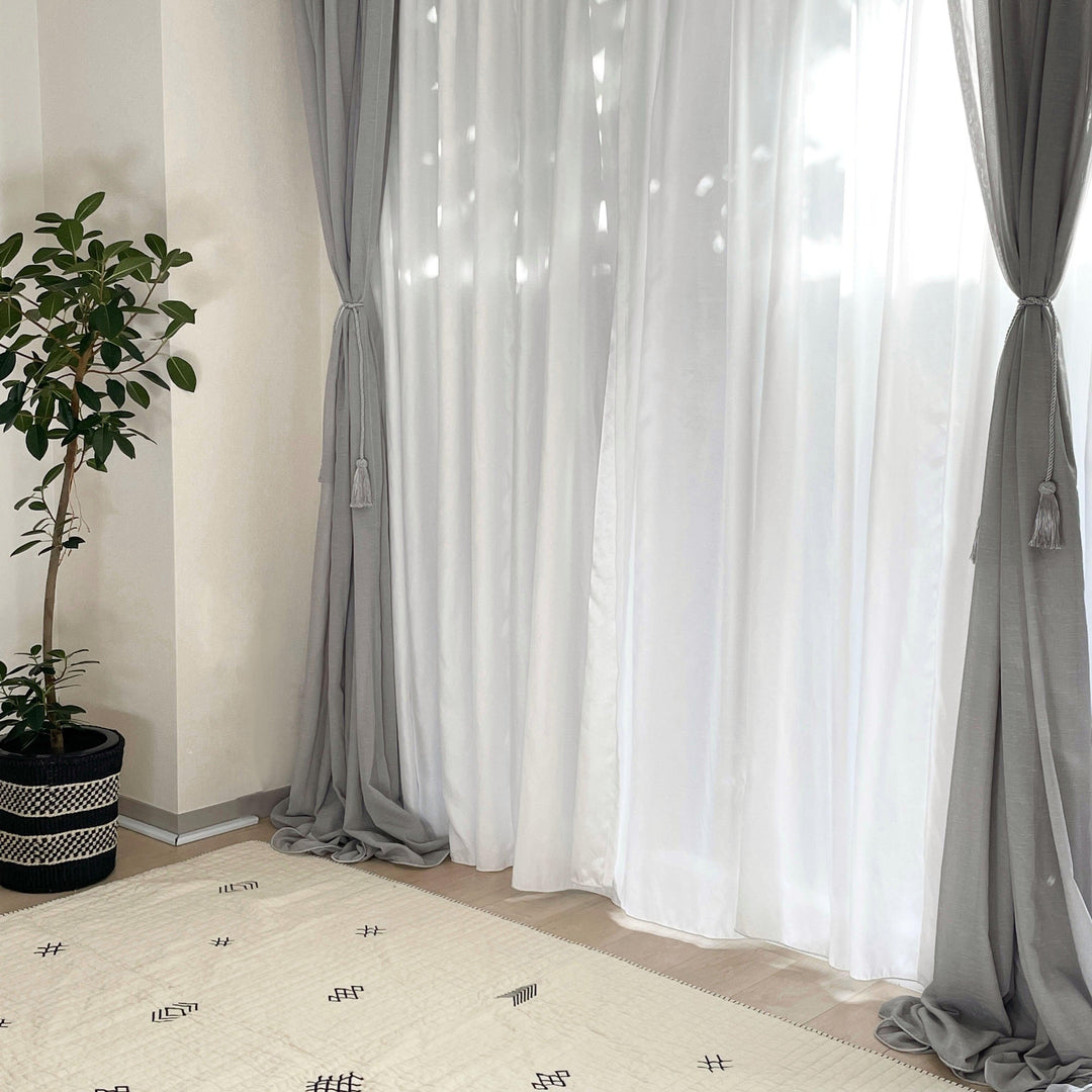 既成サイズ 洗えるシフォンカーテン ふわふわ チュール 韓国インテリア