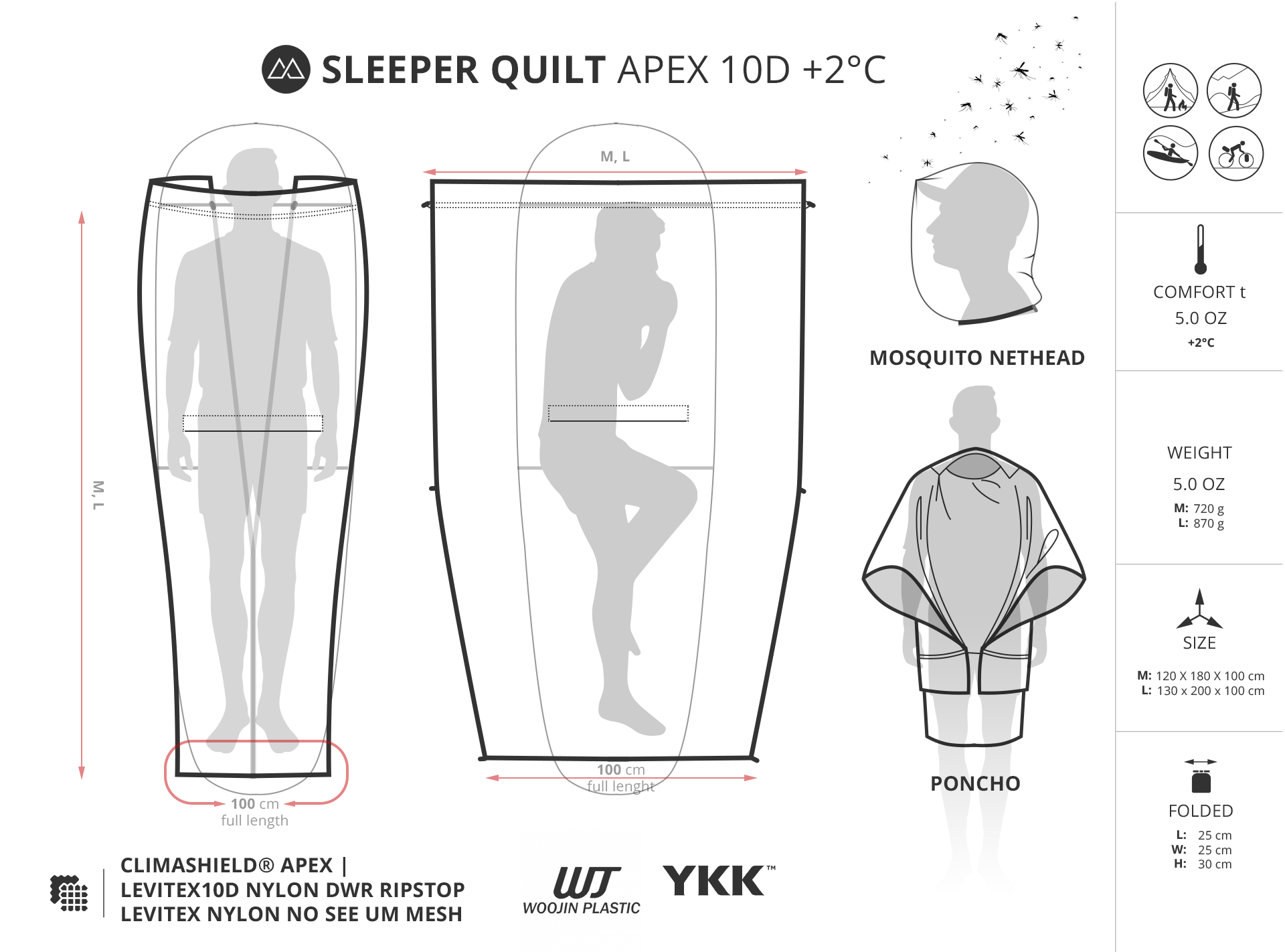 SLEEPER QUILT is the sleeping bag and warm camp poncho at the same