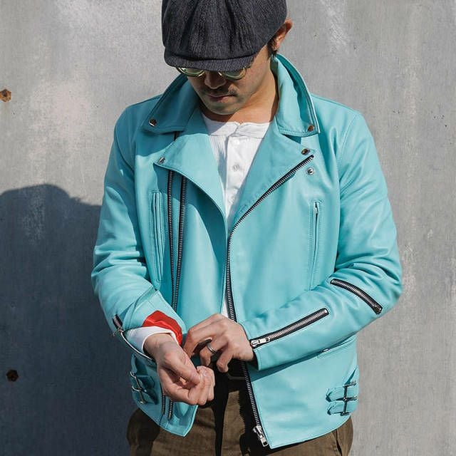 LIUGOO PLUS 本革 UKダブルライダースジャケット メンズ リューグー