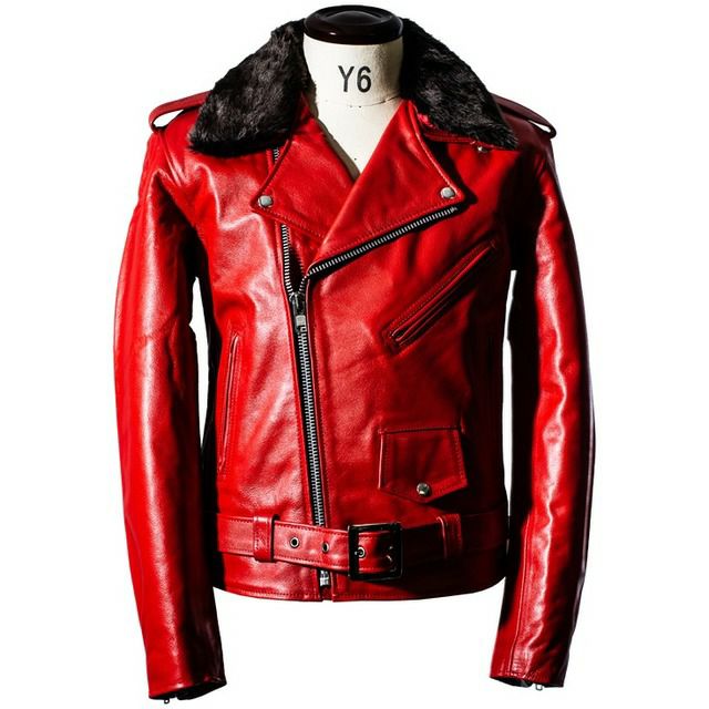 Horn Works 本革 襟ボアダブルライダースジャケット メンズ ホーン