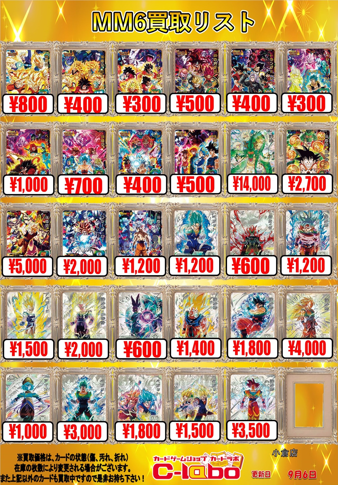 SDBH MM6弾 発売9日目の販売・買取相場 (前回との価格比較