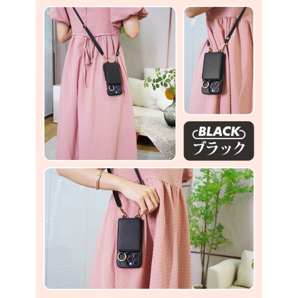 iPhone15 ケース ショルダー ストラップ カードポケット付き