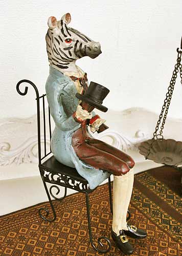 輸入雑貨 ノーブルゼブラ シマウマ 貴族 馬 置物 オブジェ シャビー