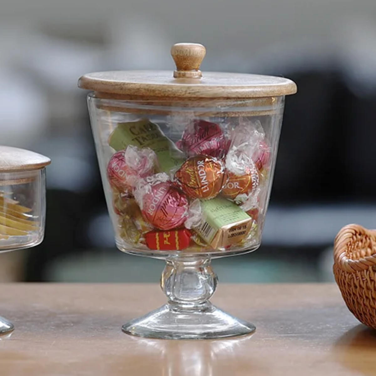 保存容器 WAFFELS CANSITER L （ ガラス ウッド キャニスター ポット