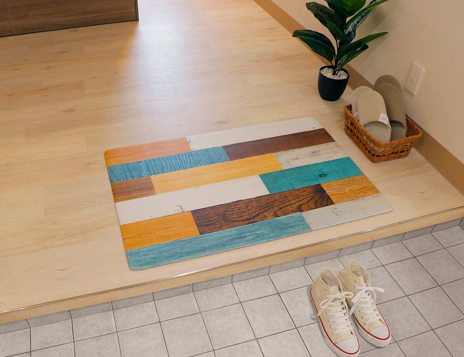 掃除機らくらく室内玄関マット ミックスウッド ライト | 商品情報