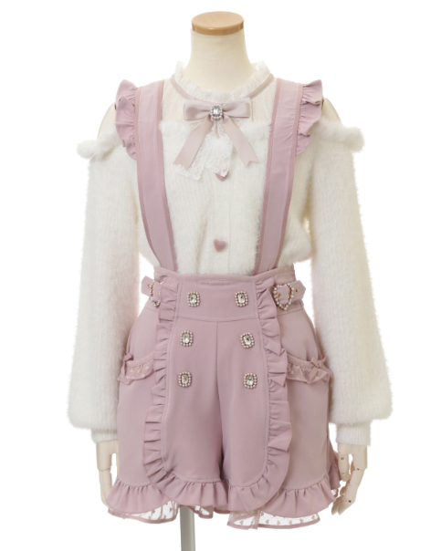 サスペンダー付ダブルビジューショートパンツ ｜ LIZ LISA（リズリサ