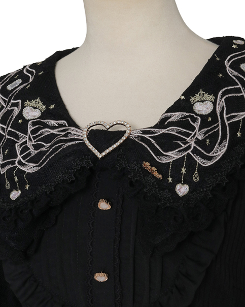 ジュエリーリボン刺繍セーラーリブトップス ｜ LIZ LISA（リズリサ