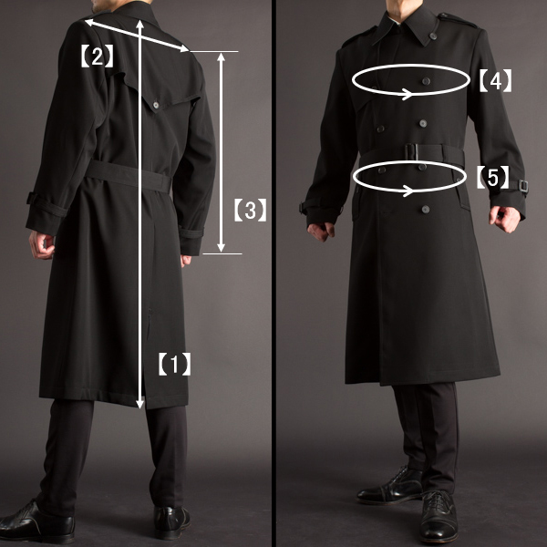 大きなサイズのトレンチコート | ダブルトレンチコートBIGサイズ 着丈