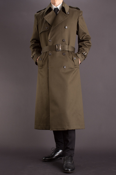カーキ色のロングコート｜着丈125㎝｜ロングトレンチコート｜東京上野