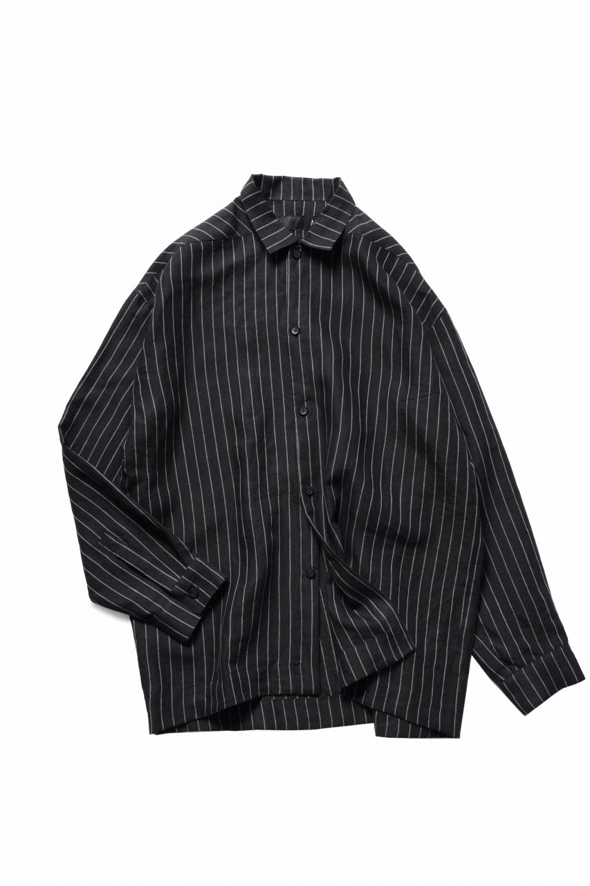 Shop Online - A.F ARTEFACT LOOSEY OVER SHIRT / LINEN STRIPE (BLACK