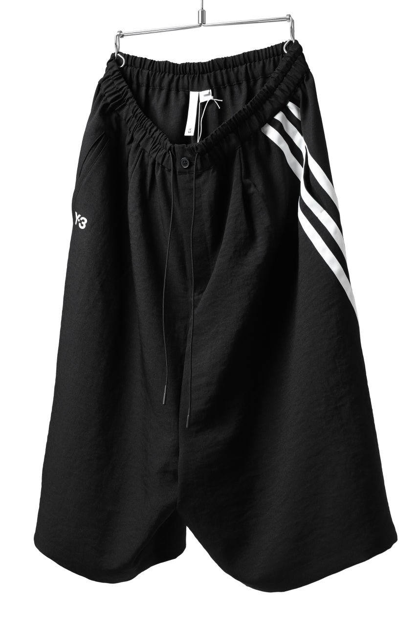 Y-3 Yohji Yamamoto ELEGANT THREE STRIPES SARROUEL-SHORTS (BLACK)の