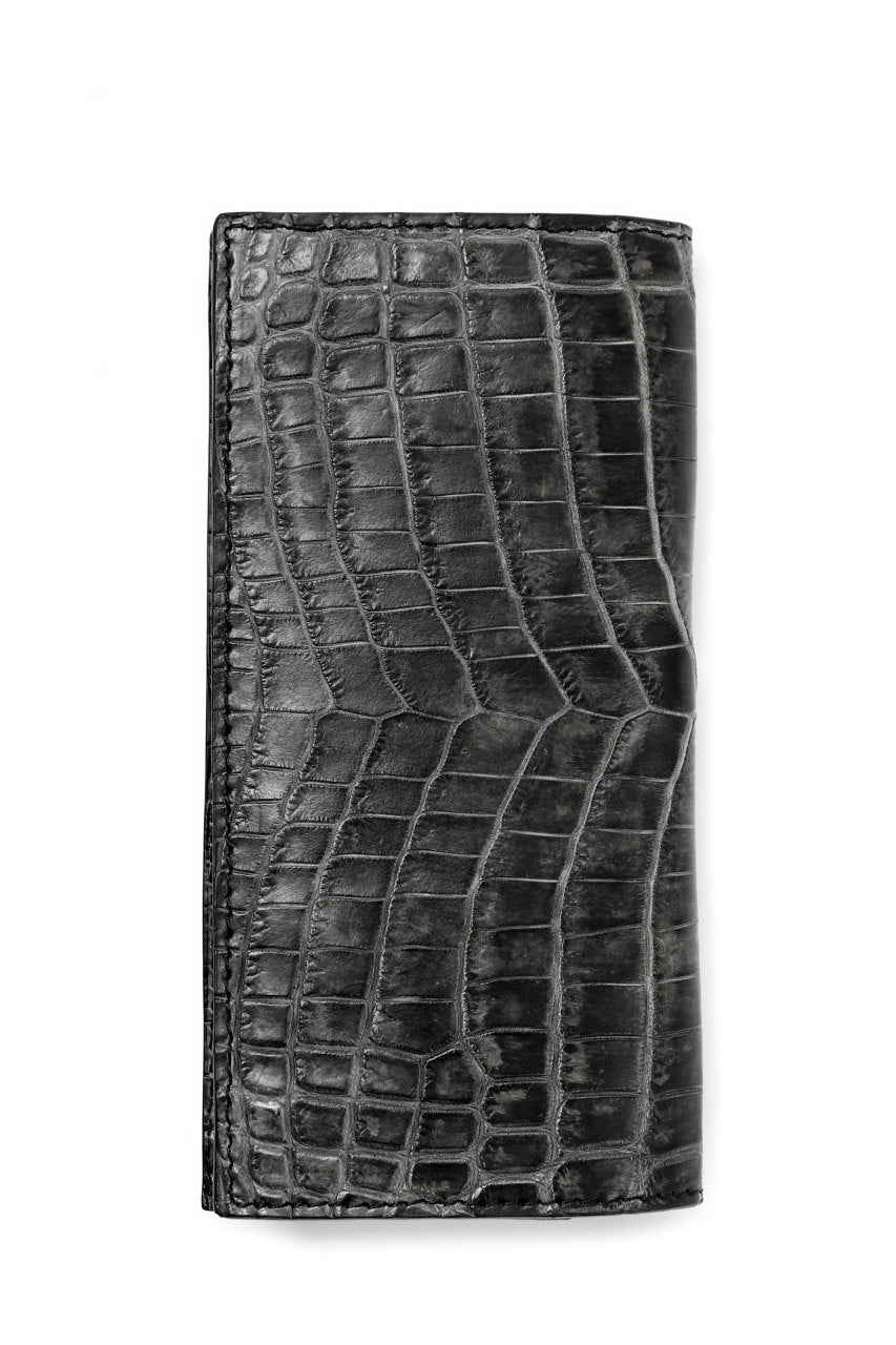 ISAMU KATAYAMA BACKLASH LONG FOLD WALLET / CROCODILE INK DYED