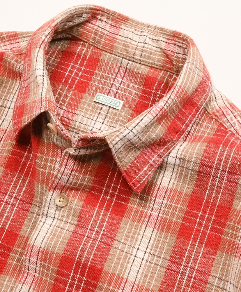 Vintage Cotton Silk Nep Twill Check Shirt(1(MEN) Red/レッド): A.PRESSE