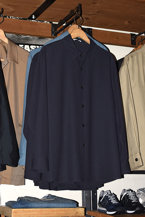 AURALEE[オーラリー] 2024SS HARD TWIST WOOL DOBBY SHIRT [BLUE GRAY